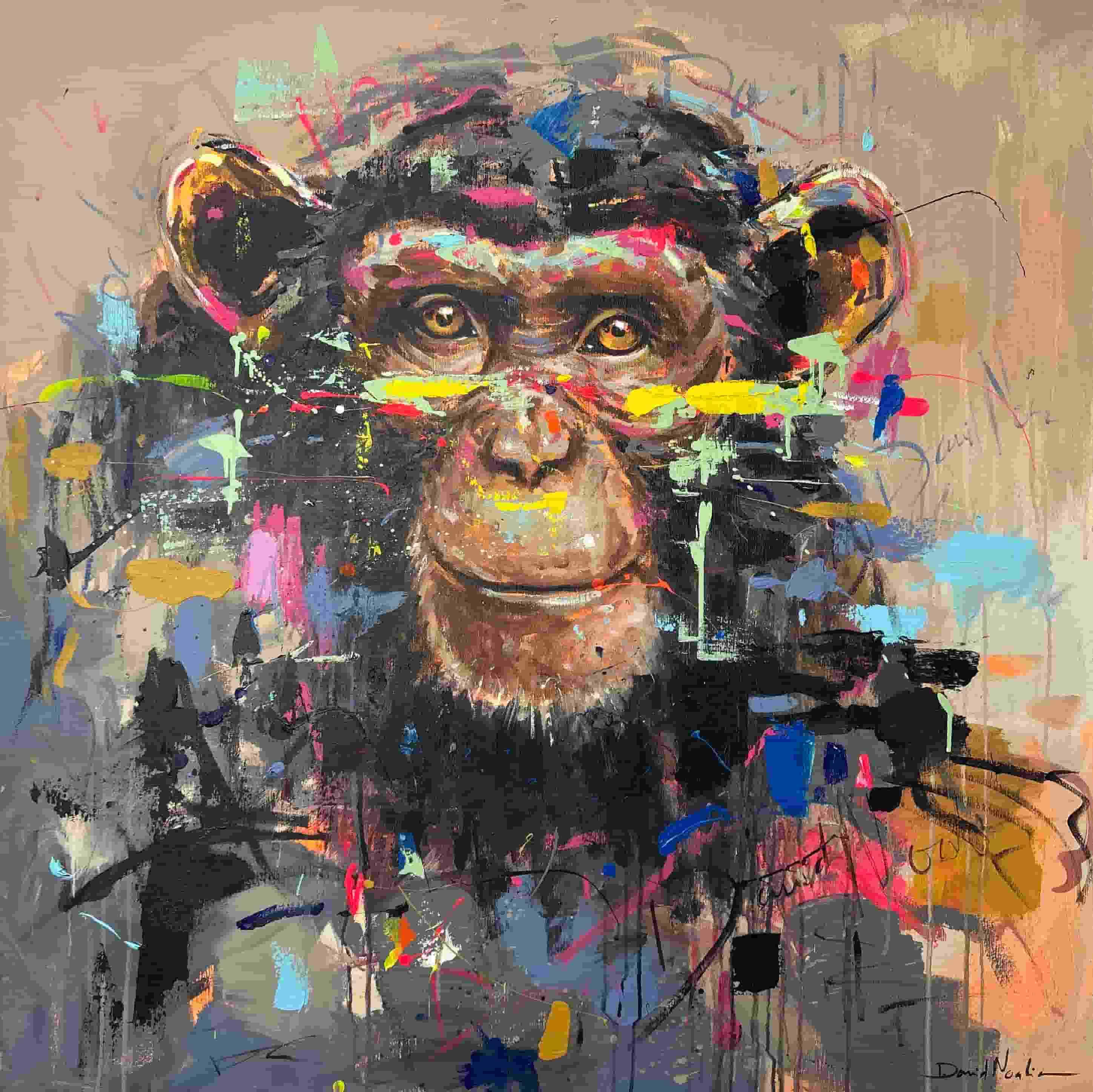 Cuadro sobre lienzo de chimpance